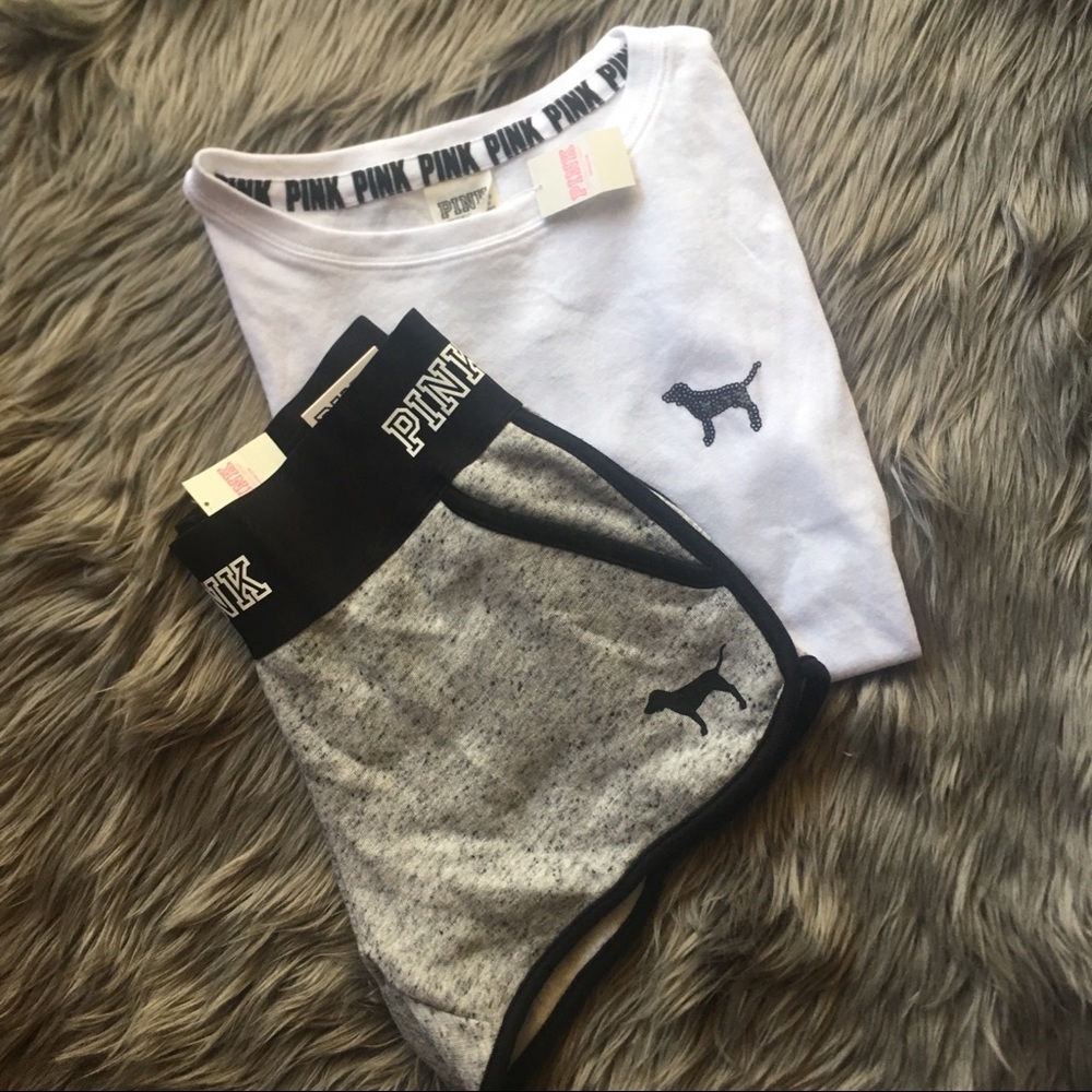 đź–¤SOLDđź–¤VS PINK Varsity Shorts &Bling Tee - Picture 4 of 8